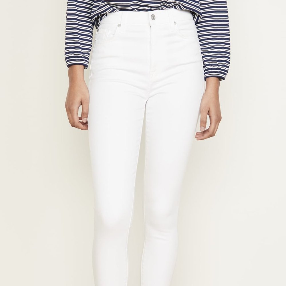 Seven 7 For All Mankind Womens White Ankle The Skinny Jeans Size 34 Waist